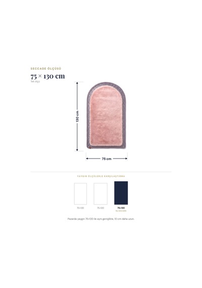 Mihraplı Peluş Seccade 75x130 Cm Süet Taban Yıkanabilir Yumuşak Namaz Halısı Pembe & Gri