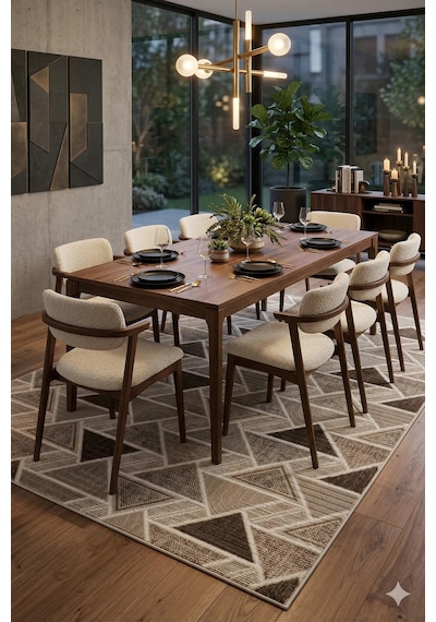 Villadia Home Textile Modern Desen Baskılı Kaymaz Taban Elit Şık Dört Mevsim Yıkanabilir Halı Yolluk Oturma Salon Odası Vd1107kahve Kahve