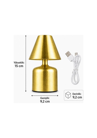 Şarj Edilebilir Led Masa Lambası, Dokunmatik 3 Renk Modlu, Kablosuz Metal Abajur, Usb Şarjlı Komodin Gece Lambası, Diğer