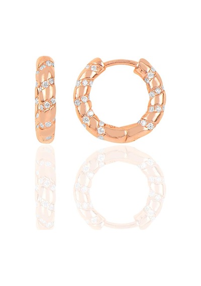 Gümüş Rose Zirkon Taşlı Halka Küpe N11.48487