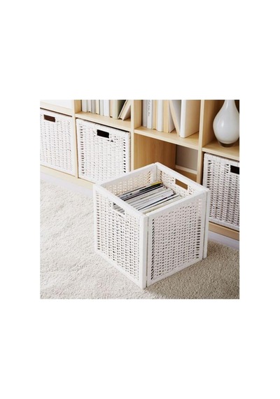 Rattan Beyaz Renk Sepet Kutu Düzenleyici, 32x35x32 Cm, Çok Amaçlı Kullanım