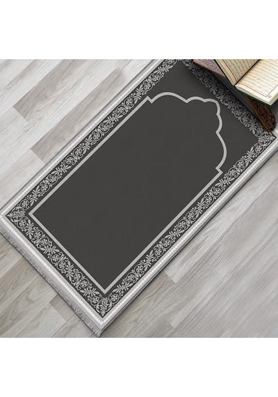 Evaşk Namazlık Dokuma Halı Kaymaz Muslumana Seccade80 x 130 Antrasit EVASK801F80
