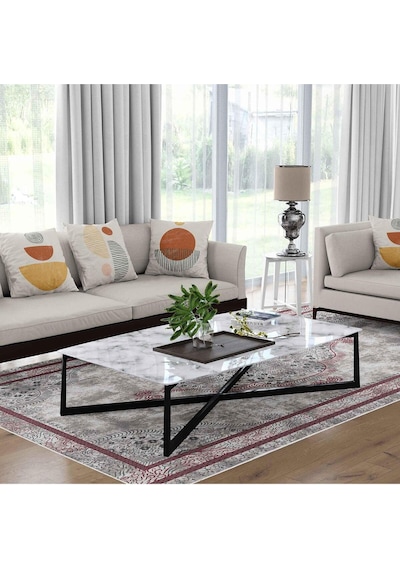 Kaymaz Taban Yıkanabilir Halı Mutfak, Salon, Yatak Odası İçin Modern Dijital Baskı Halı Slnhalı57 - 221 Çok Renkli