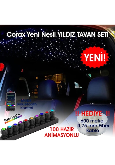 Animasyonlu Yıldız Tavan Uygulama Seti, Fiber Optik Aydınlatma Kurulum Kiti Çok Renkli