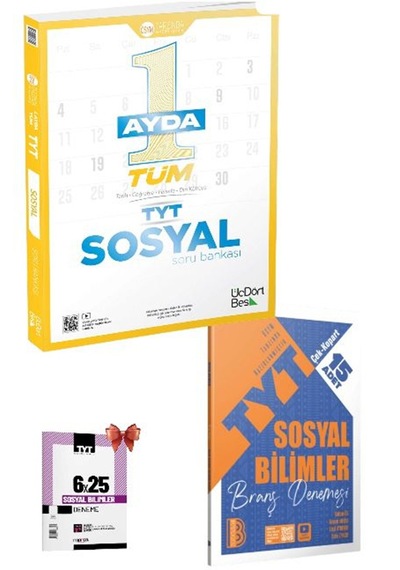 345 - 1 Ayda Tüm Tyt Sosyal Soru Bankası Ve 2026 Tyt Soyal 15 Li Branş Deneme