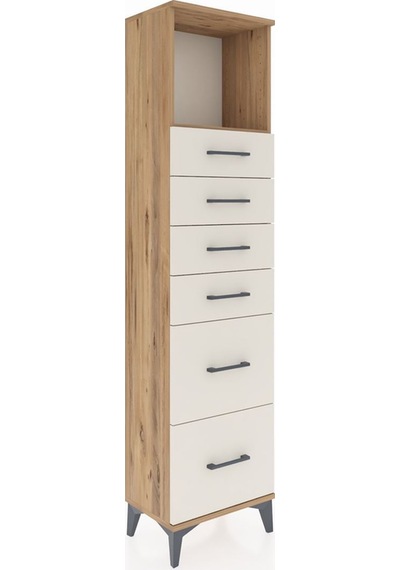 Arges Dolap Tek Raflı 6 Çekmeceli 44x30x182 Çam-aytaşı Atlas Çam
