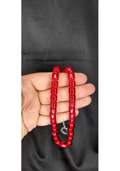 Anemore Collection Çubuk Kehribar Tesbih Kapsül Kesim Kırmızı Renk T-305
