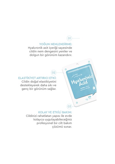 Mjcare On Hyaluronic Acid Mask - Hyalüronik Asit Özlü Yüz Maskesi 20'li