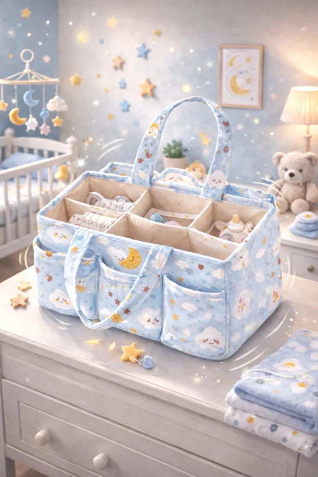 Lüx Premium Mavi Bebek Bakım Çantası I Anne Bebek Organizer Çok Bölmeli , Geniş Hacimli 30 X 20 X 21