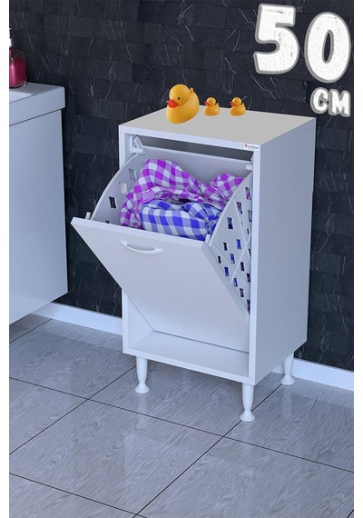 Söke Çamaşır Sepetli Çok Amaçlı Banyo Dolabı 14 Farklı Renk Seçeneği 50 Cm