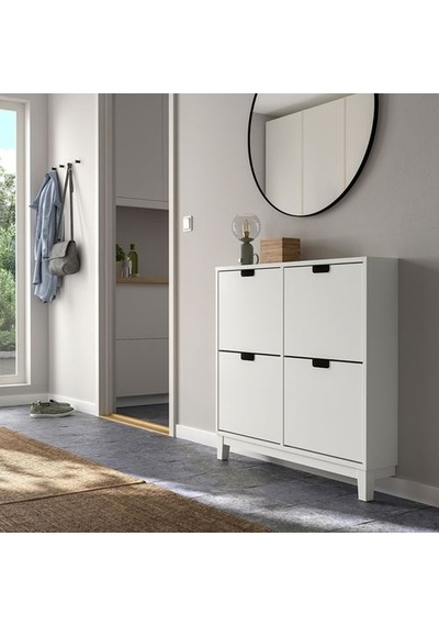 Ikea Ställ Ayakkabı Dolabı, Beyaz, 96x17x90 Cm, 4 Bölmeli