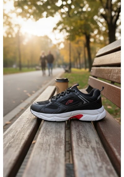 Enoch Erkek Spor Ve Yürüyüş Ayakkabısı Tam Ortopedik Tabanlı Kalın Tabanlı Retro Dad Shoe Siyah - Beyaz