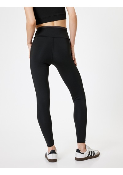 Koton Spor Tayt Yüksek Bel Biyeli Bilek Boy Slim Fit Siyah 5wak40020nk Siyah