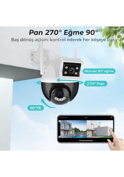 4mp Çift Lens Wifi Güvenlik Kamerası Otomatik Takip Gece Görüş Ip66 Dış Mekan Uyumlu
