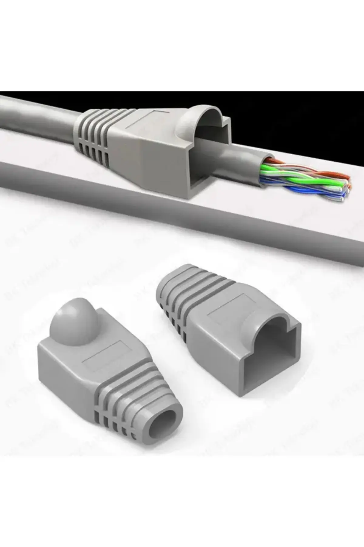 50 Adet Yeni Nesil Rj45 8p8c - 50 Adet Cover Set Rj45 2in1 Cover Jak Set Gri