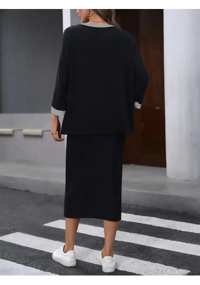 Moderie Butik Kadın Uzun Kollu Yakası Açık Şardonlu Kaşkorse Bluz Ve Eteği Bağcıklı Ikili Takım Siyah Moderie Butik Kadın Uzun Kollu Yakası Açık Şardonlu Kaşkorse Bluz Ve Eteği Bağcıklı Ikili Takım Siyah