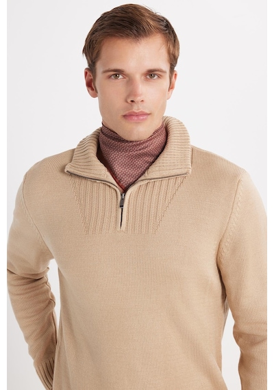 Tudors Erkek Slim Fit Dar Kesim Armürlü Fermuarlı Taş Dik Yaka Kazak-34919 Taş - Ekru Tudors Erkek Slim Fit Dar Kesim Armürlü Fermuarlı Taş Dik Yaka Kazak-34919 Taş - Ekru