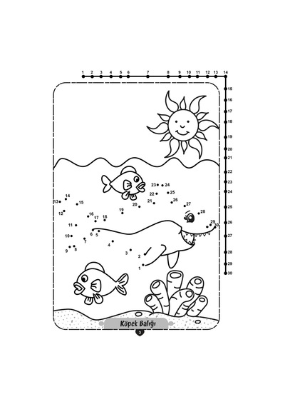 Noktaları Birleştir-Boya-1'den 30'a Deniz Canlıları- Limonkids
