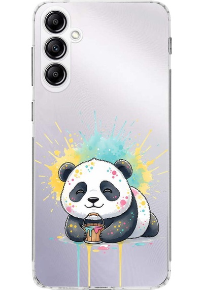 Samsung Galaxy A14 İle Uyumlu Splash Panda Tasarımlı Şeffaf Silikon Kılıf Şeffaf