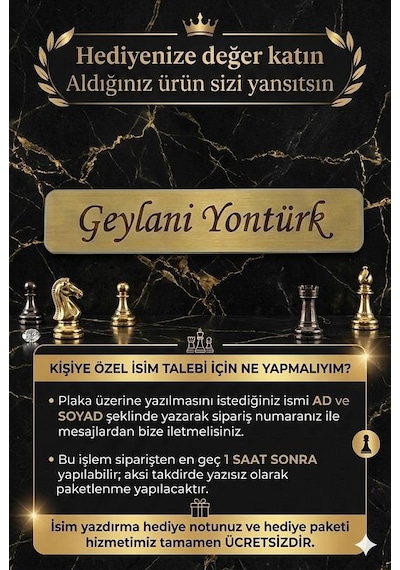Kişiye Özel İsim Yazılabilir Lüks Ahşap 3'ü 1 Arada Premium Satranç Dama Tavla Seti Kilitli 24 Cm