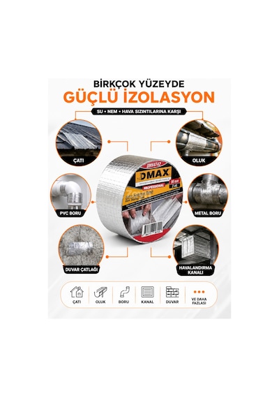 Dmax 96 Mm X 2 M Sakız Sızdırmaz Bant Butil Alüminyum Folyo İzolasyon Ve Tamir Bandı Su, Nem Ve Hava Sızdırmaz