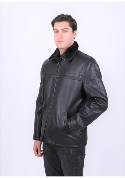 New Zaya Leather Erkek Siyah Deri Mont Hakiki Deri (468606706) Siyah