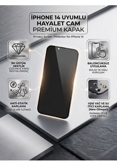 Apple Iphone 14 Uyumlu Ekran Koruyucu Hayalet Cam