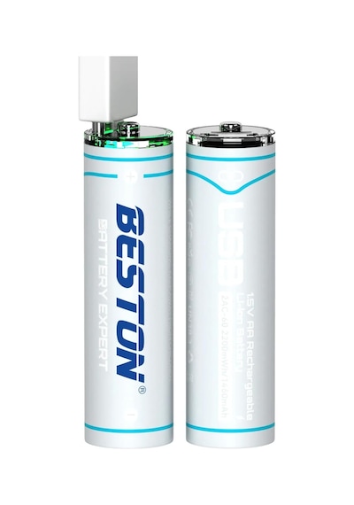 4'lü Şarj Edilebilir Aa Lityum Pil 1.5v 500mah 2200mwh, Usb-c Şarjlı, 1000+ Döngü, Sabit Voltaj Çıkışlı, Mikrofon, Oyuncak Ve Küçük Cihazlar İçin, 2ac-06