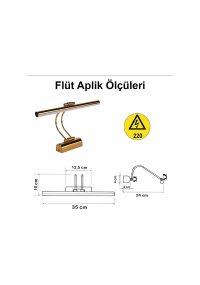 35 Cm Elektrikli 4000k Soft Beyaz Enerji Tasarruflu Flüt Led Aplik Banyo Tablo Çalışma Masası Duvar Sanat Eseri Ayn Çok Renkli