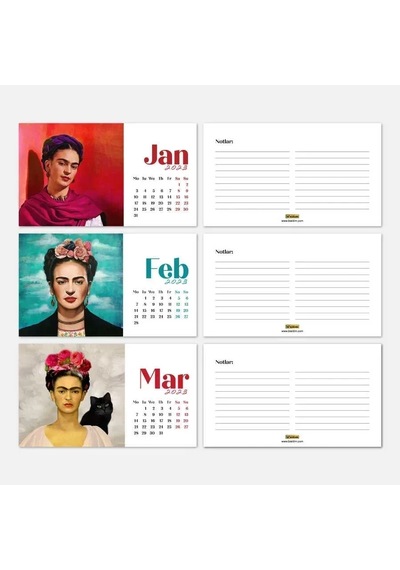 Frida Kahlo Masa Takvimi - 2027 Takvimi - Siyah Renk