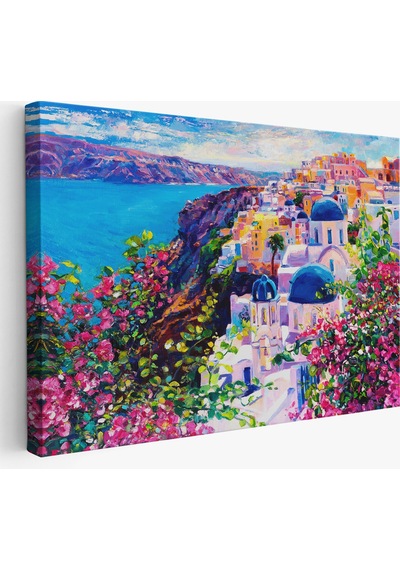 Santorini Yunanistan Güzel Bir Kızın Kavramsal Soyut Resmi-3754