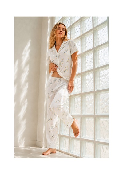 Fit Women Kadın Genç Loose İpliği Boyalı Çok Renkli Pijama Takımı