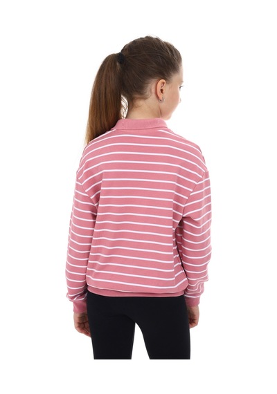 Toontoy Kız Çocuk Çizgili Sweatshirt Gülkurusu