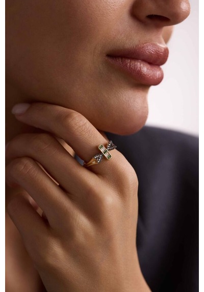 Butterfly Yüzük Emerald Özel Tasarım T13875 Renkli