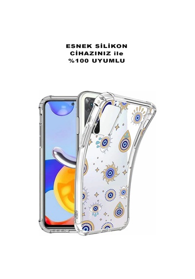 Samsung Galaxy A26 İle Uyumlu Nazar Boncuğu 5 Baskılı Şeffaf Köşe Korumalı Antişok Kılıf