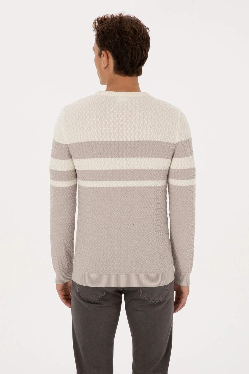 U.S. Polo Assn. Erkek Slim Fit Bisiklet Yaka Taş Kazak 50308460-VR049