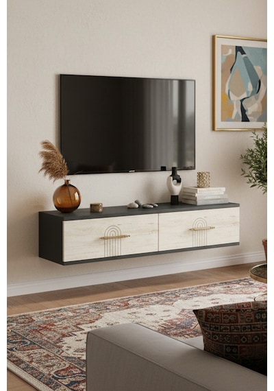 Da1215at - İda Dresuar, Antre Hol Rafı, Ayaksız Tv Sehpası, Antrasit - Traverten 120cm Da1215at - İda Dresuar, Antre Hol Rafı, Ayaksız Tv Sehpası, Antrasit - Traverten 120cm