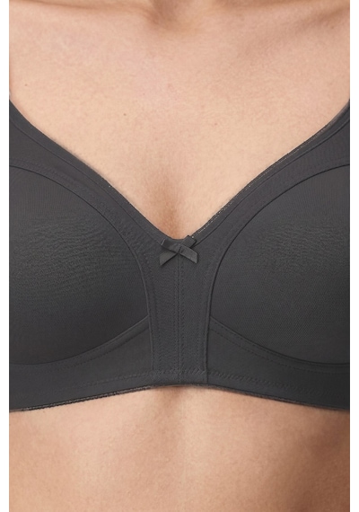 Cottonill Bra - Fiora Siyah Büyük Beden Balensiz Pamuklu Ayarlanabilir Askılı Kadın Sütyen