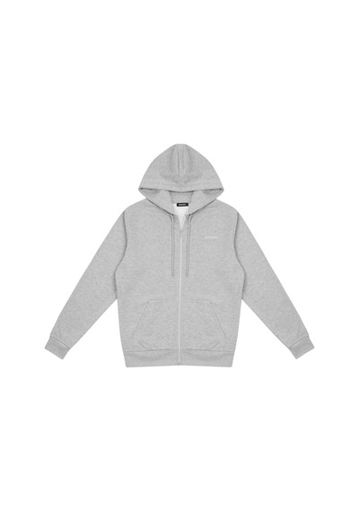 Beord Gri Melanj Pamuk Kapüşonlu Fermuarlı Sweatshirt Bzt1-135