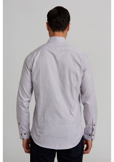 Bisse Modern Fit Uzun Kol Paşa Yaka Düğmeli Spor Gömlek Bordo Gmkra0122300200 D25 Bordo