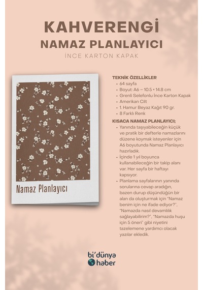 1 Yıllık Namaz Planlayıcı Defterim - Kahverengi Çok Renkli