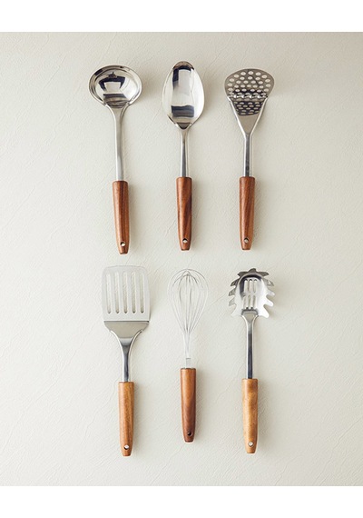 Woody Ladle Çelik Kepçe Kahve