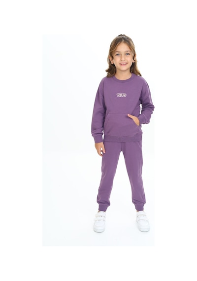 Toontoy Kids Toontoy Kız Çocuk Kanguru Cepli Tnty Nakışlı Eşofman Takım Mor