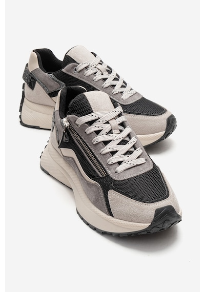 Luvishoes Rocca Buz Siyah Fermuar Detaylı Kadın Sneaker Buz Mavi - Siyah
