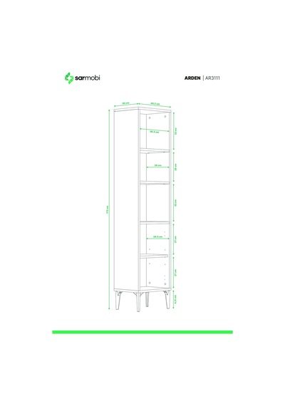 Arden 5 Raflı Kitaplık Beyaz