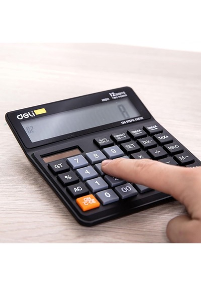Hesap Makinesi 12 Digit Siyah Çok Renkli
