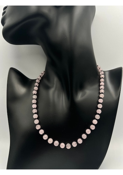 Sertifikalı Doğal Taş Pembe Kuvars Taşı Kolye Aaa Kalite 6mm Çok REnkli