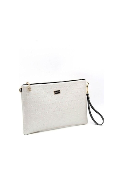 Silver Polo Sp1034 Kadın Portföy & Clutch Logolu Sedef-siyah