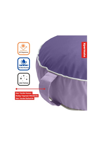 Xpermate İç Dış Mekan Meditasyon Minderi Fermuarlı Yoga Minderi Mor Lila Lila - Mor