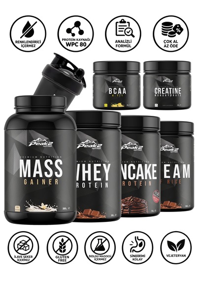 Full Paket 2: Whey Protein 500 Gr Çikolata + Bcaa 300 Gr Limon + Mass Gainer 3kg Vanilya + Kreatin Monohidrat 300g Aromasız + Cream Of Rice 1 Kg Çikolata + Protein Pancake 750 Gr Çikolata + Shaker Full Paket 2: Whey Protein 500 Gr Çikolata + Bcaa 300 Gr Limon + Mass Gainer 3kg Vanilya + Kreatin Monohidrat 300g Aromasız + Cream Of Rice 1 Kg Çikolata + Protein Pancake 750 Gr Çikolata + Shaker